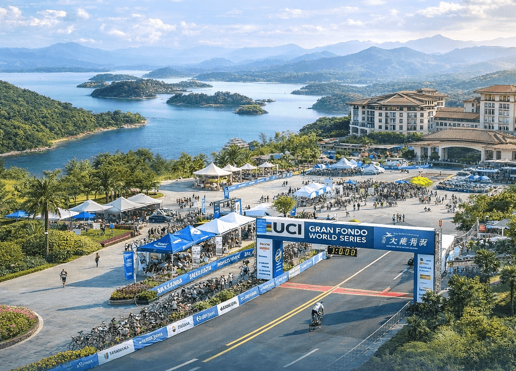 Qiandao Lake natural setting with clear water and green islands